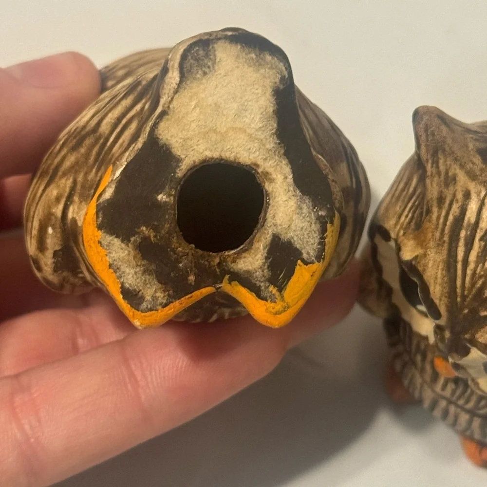 Vintage Ceramic Adorable Brown Owl Salt and Pepper Set